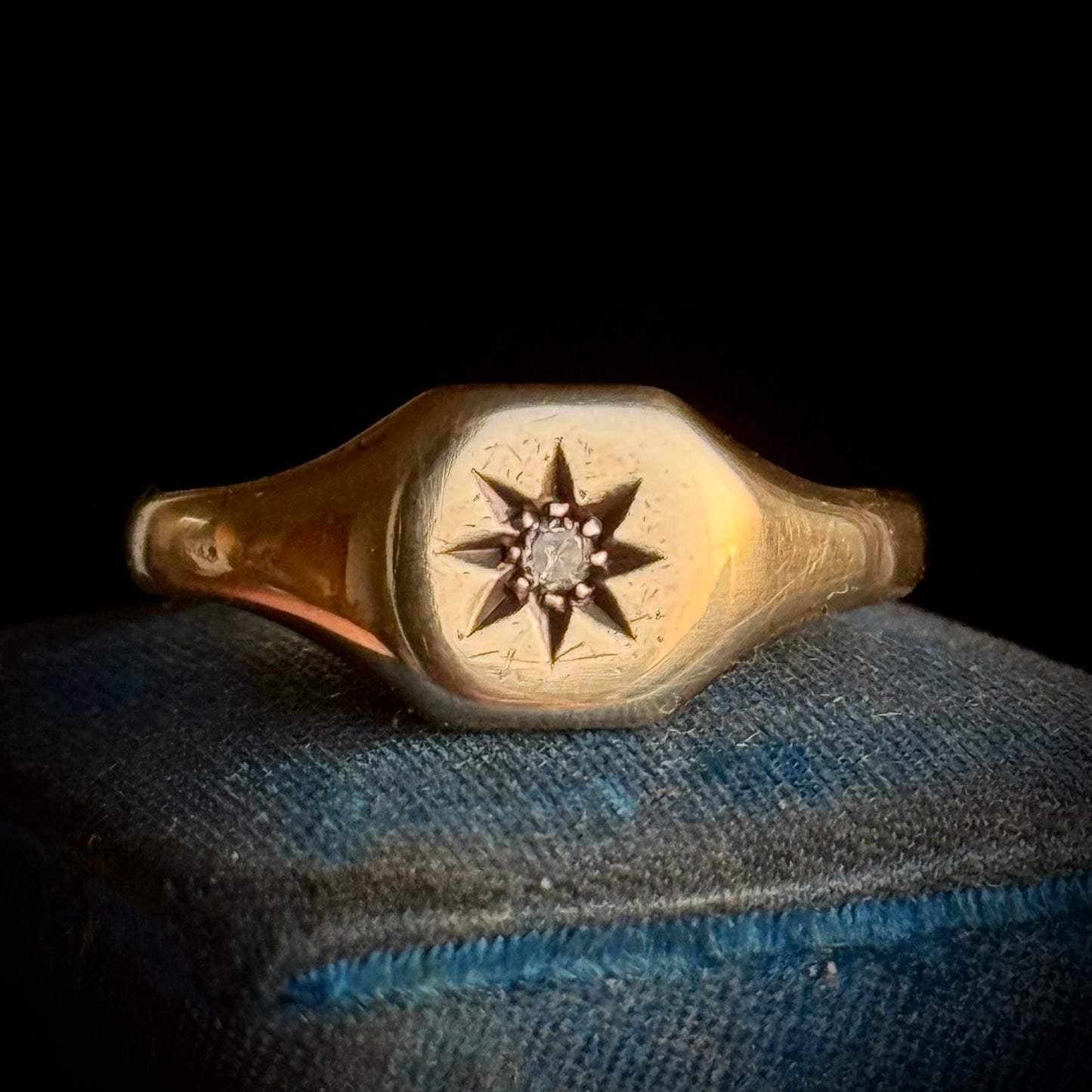 Vintage Diamond Signet Ring; Circa 1947