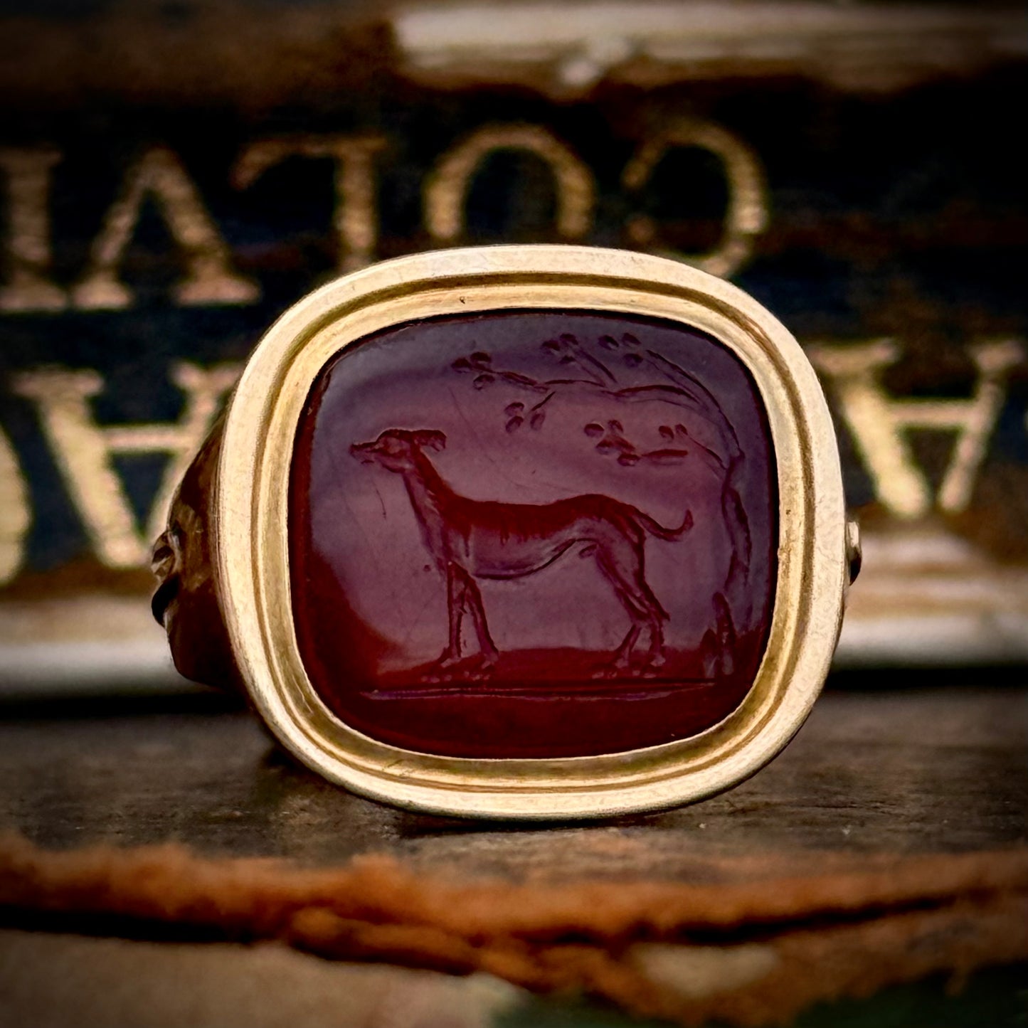 Antique French Carnelian Dog Intaglio Pendant