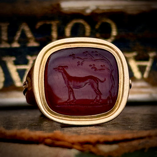 Antique French Carnelian Dog Intaglio Pendant