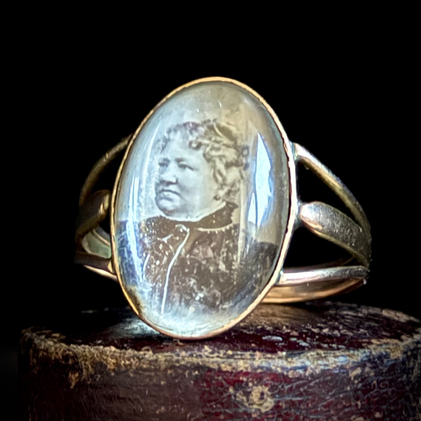 Antique Victorian Mourning 'Mary' Portrait Ring; Circa 1860