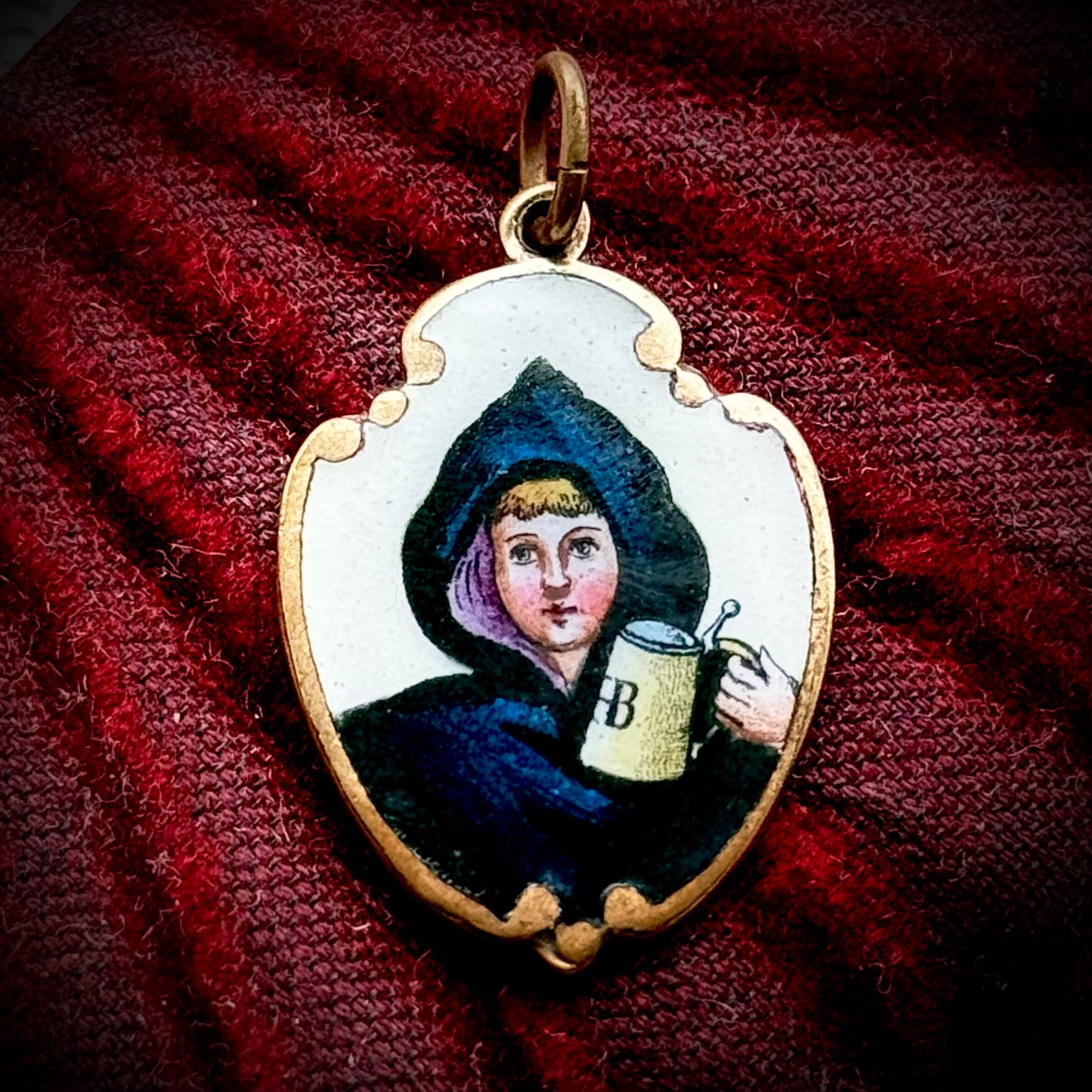 Antique Enamel “Gruss aus München” Souvenir Pendant