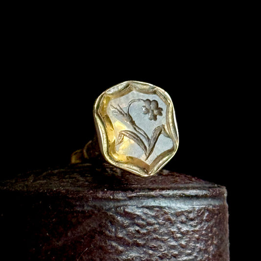 Antique Sentimental Citrine Intaglio Fob; Circa 1860