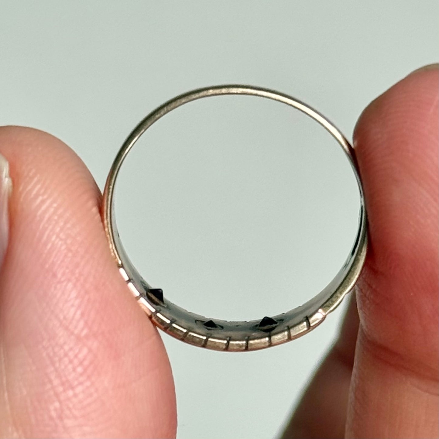 Victorian Amethyst Trilogy Ring in 9 Carat Gold; Circa 1896