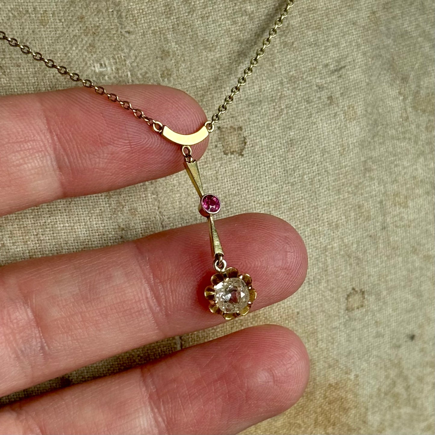 Late Victorian Ruby & Diamond Pendant; Circa 1900