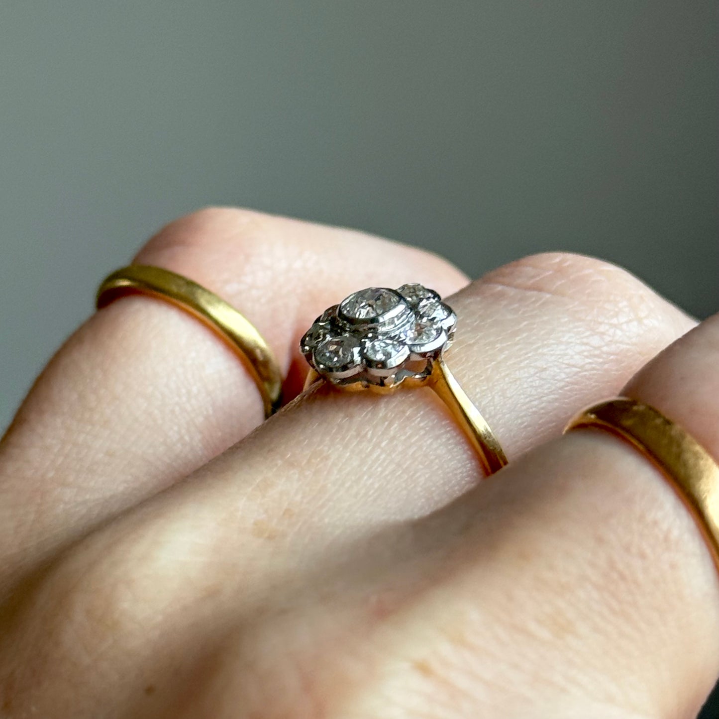 Antique Victorian Diamond Daisy Cluster Ring in 18 Carat Gold; Circa 1895