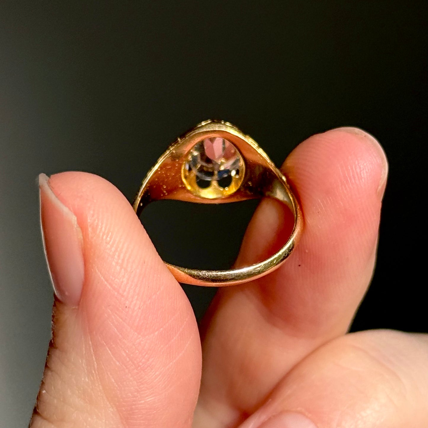 Antique Old Cut Diamond Ring in 15 Carat Gold; Circa 1870