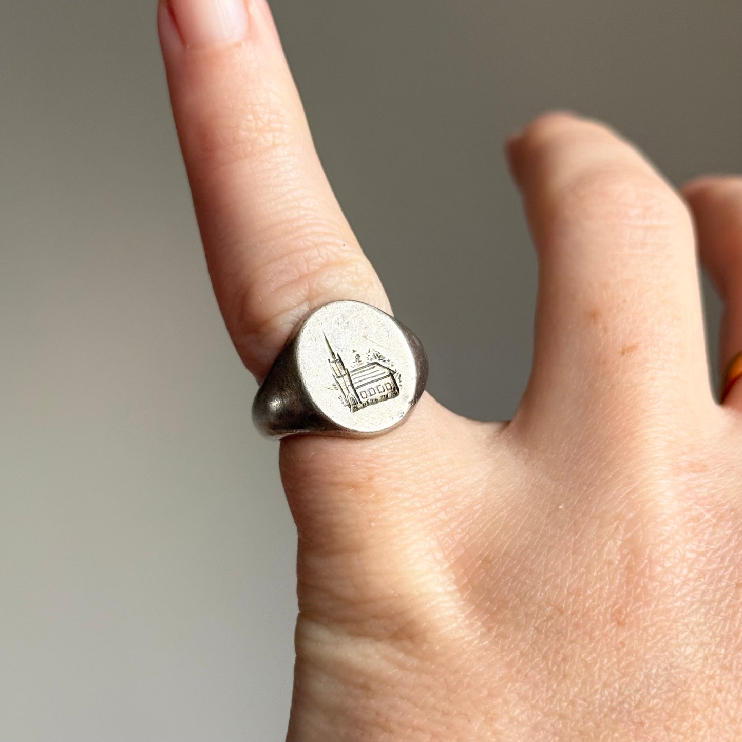 Antique Ecclesiastical Silver Signet Ring