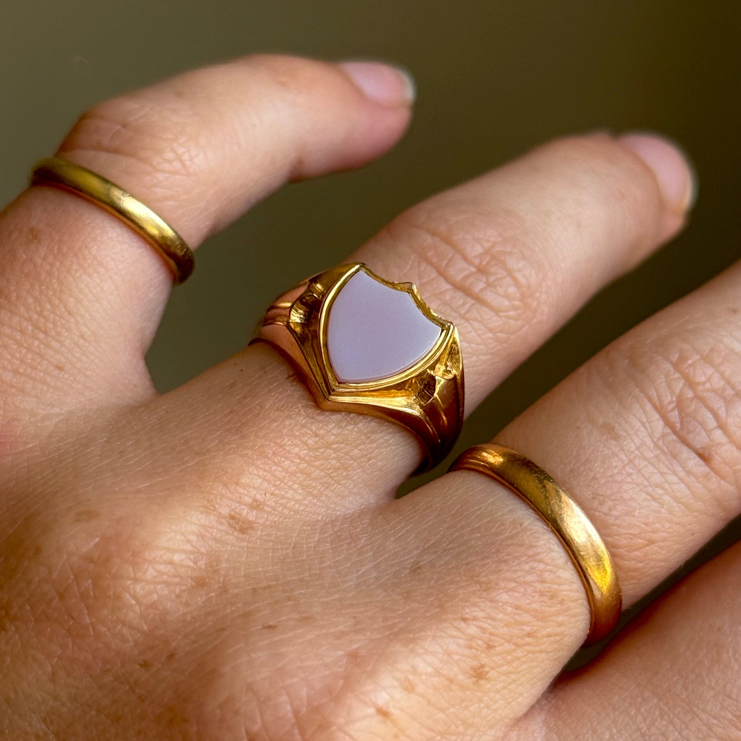 Antique Edwardian Shield Signet Ring; Circa 1909
