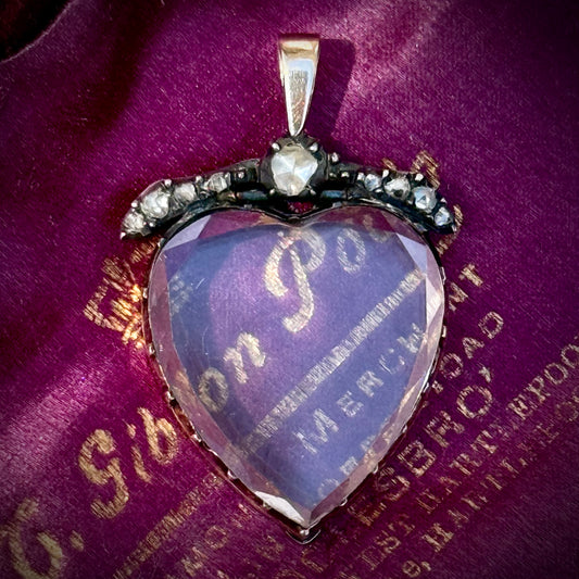 Georgian Diamond Heart Rock Crystal Locket; Circa 1800