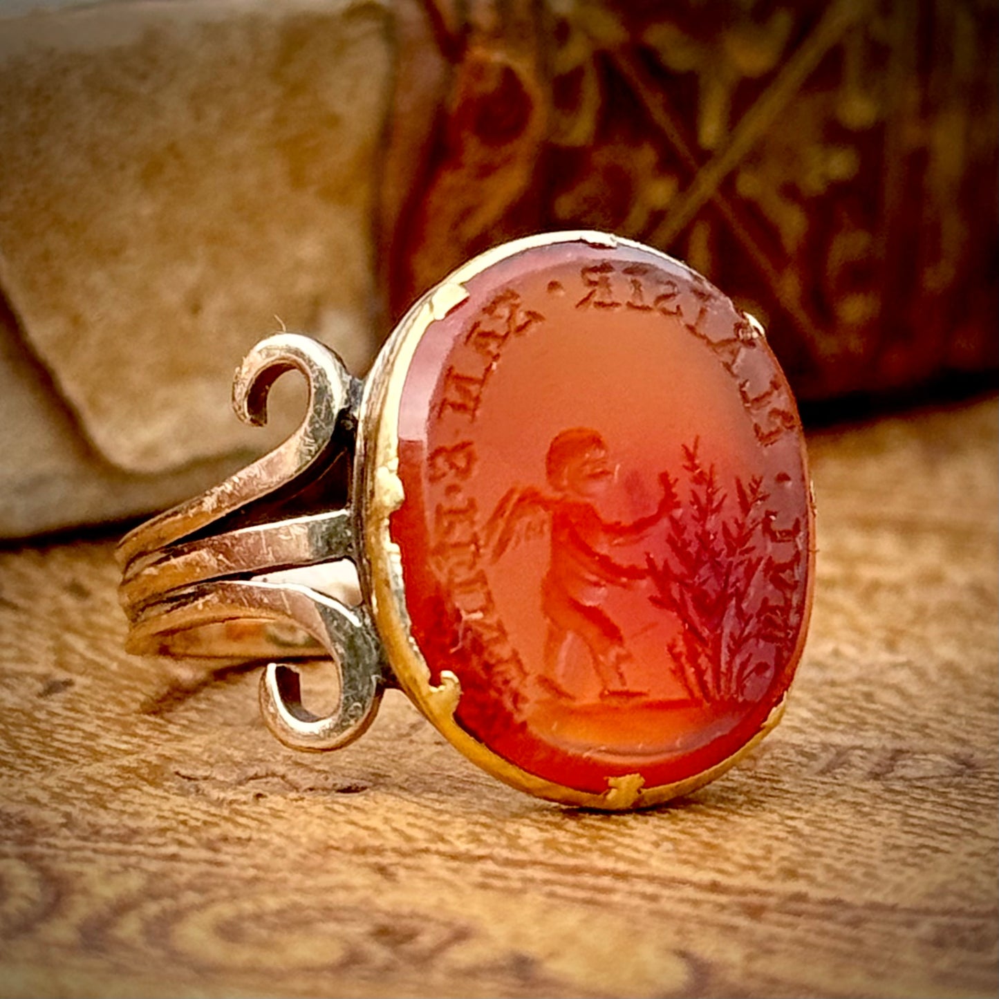 Antique Georgian Cherub Intaglio Ring