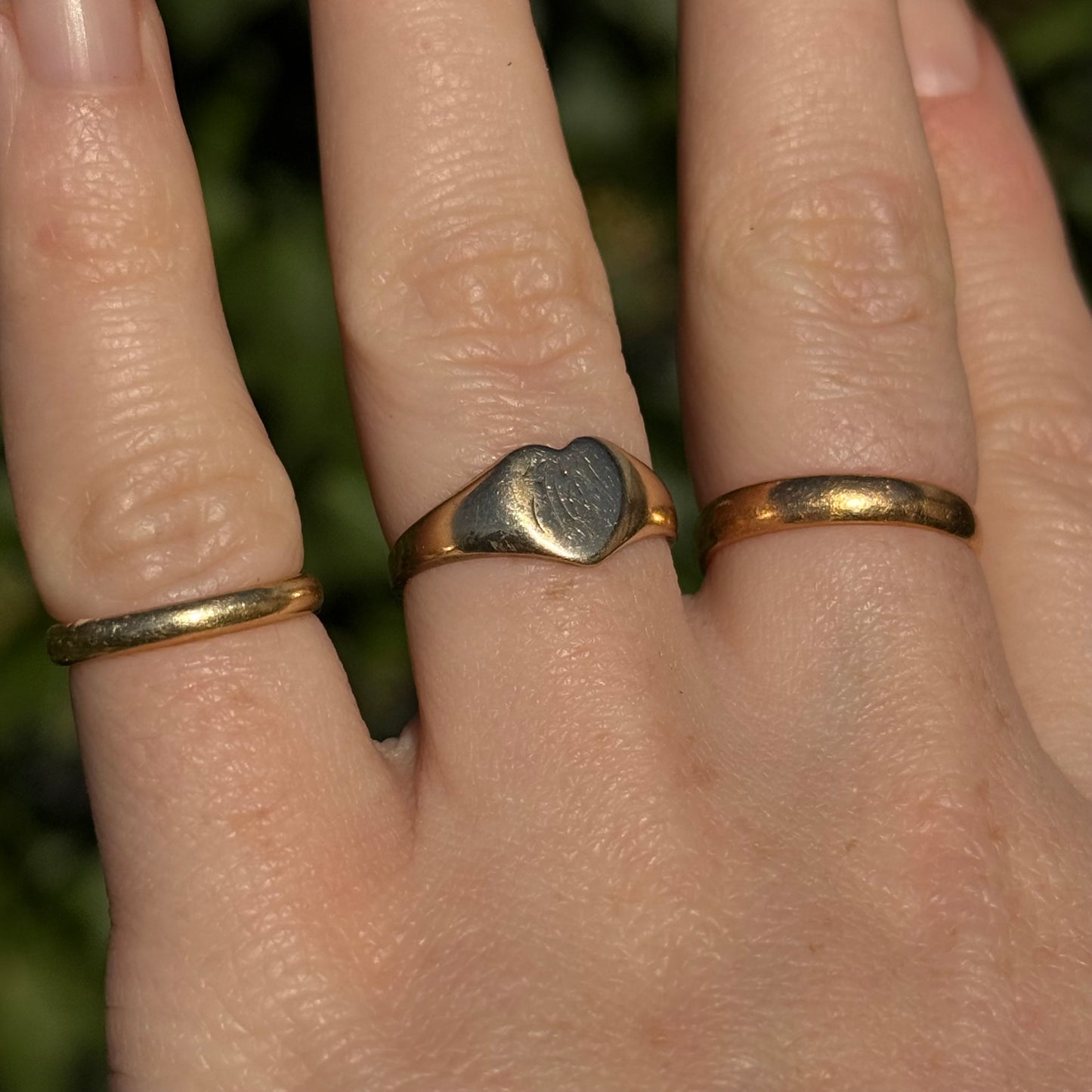 Vintage Heart Signet Ring in 9 Carat Gold; Circa 1981
