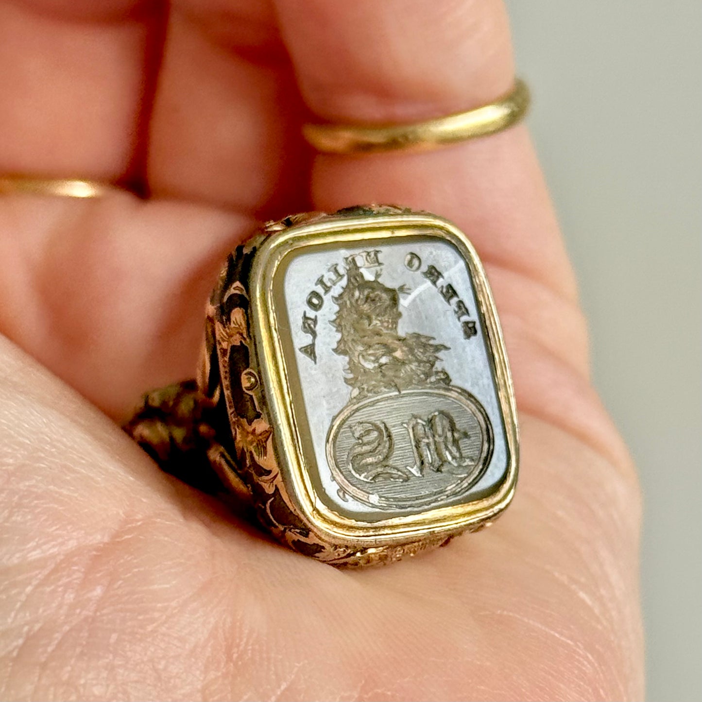 Victorian "I hope for better things" Intaglio Lion Fob Pendant