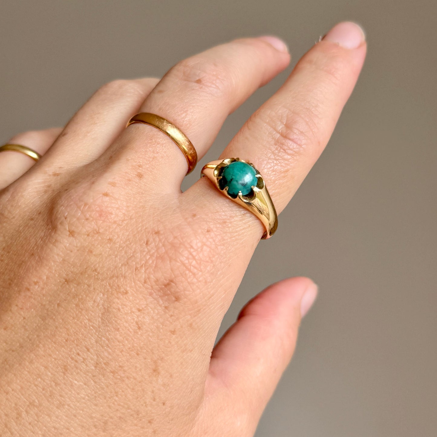 Victorian Turquoise Ring in 18 Carat Gold; Circa 1850