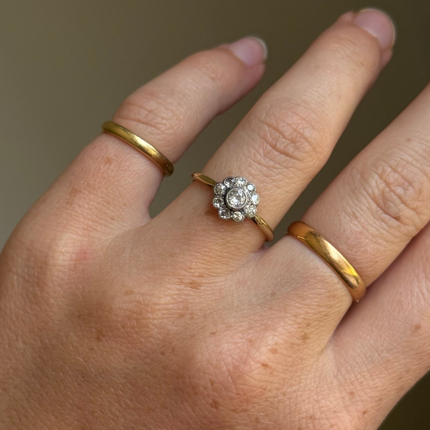Antique Diamond Cluster Ring in 18 Carat Gold; Circa 1900