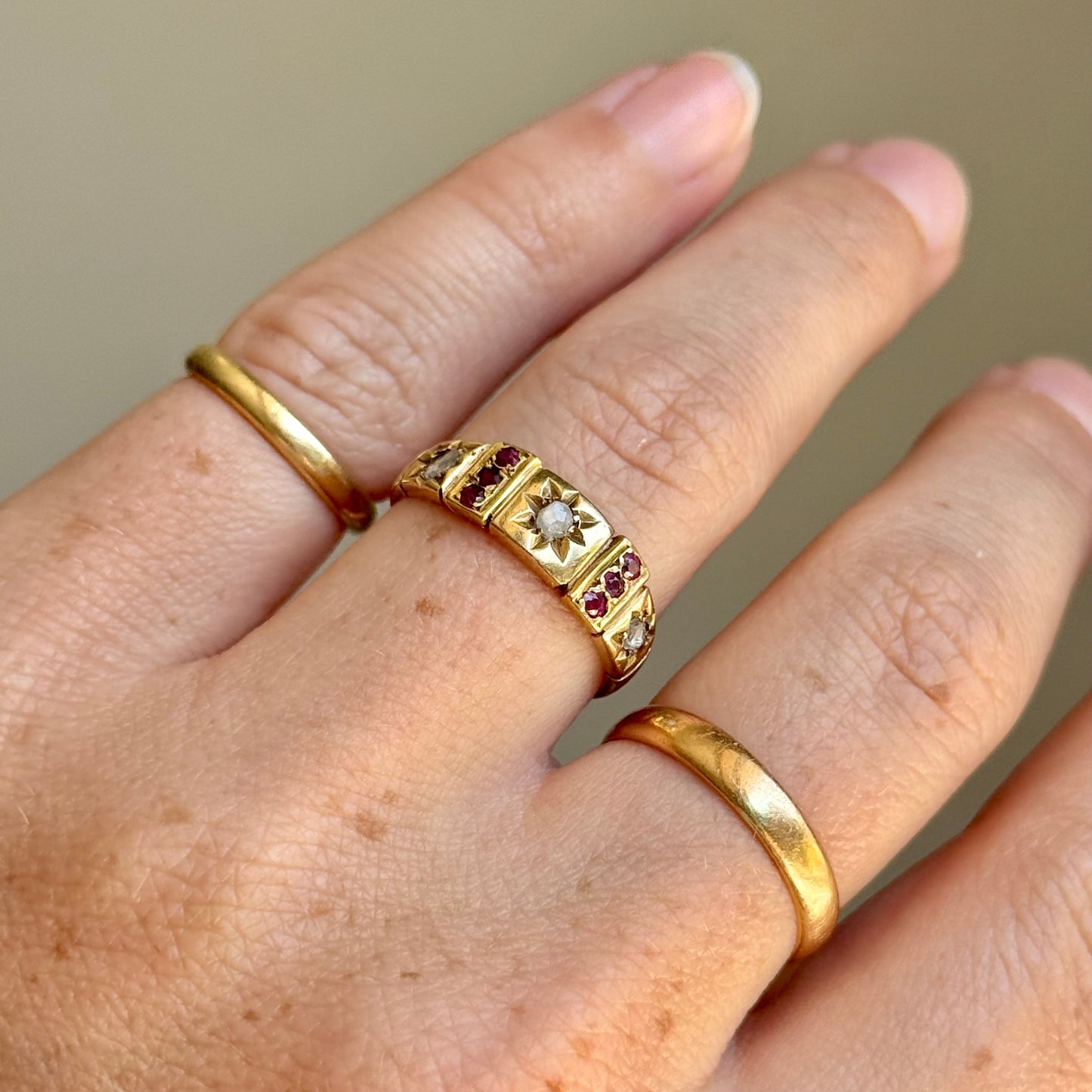 Antique Victorian Ruby & Diamond Ring; Circa 1890