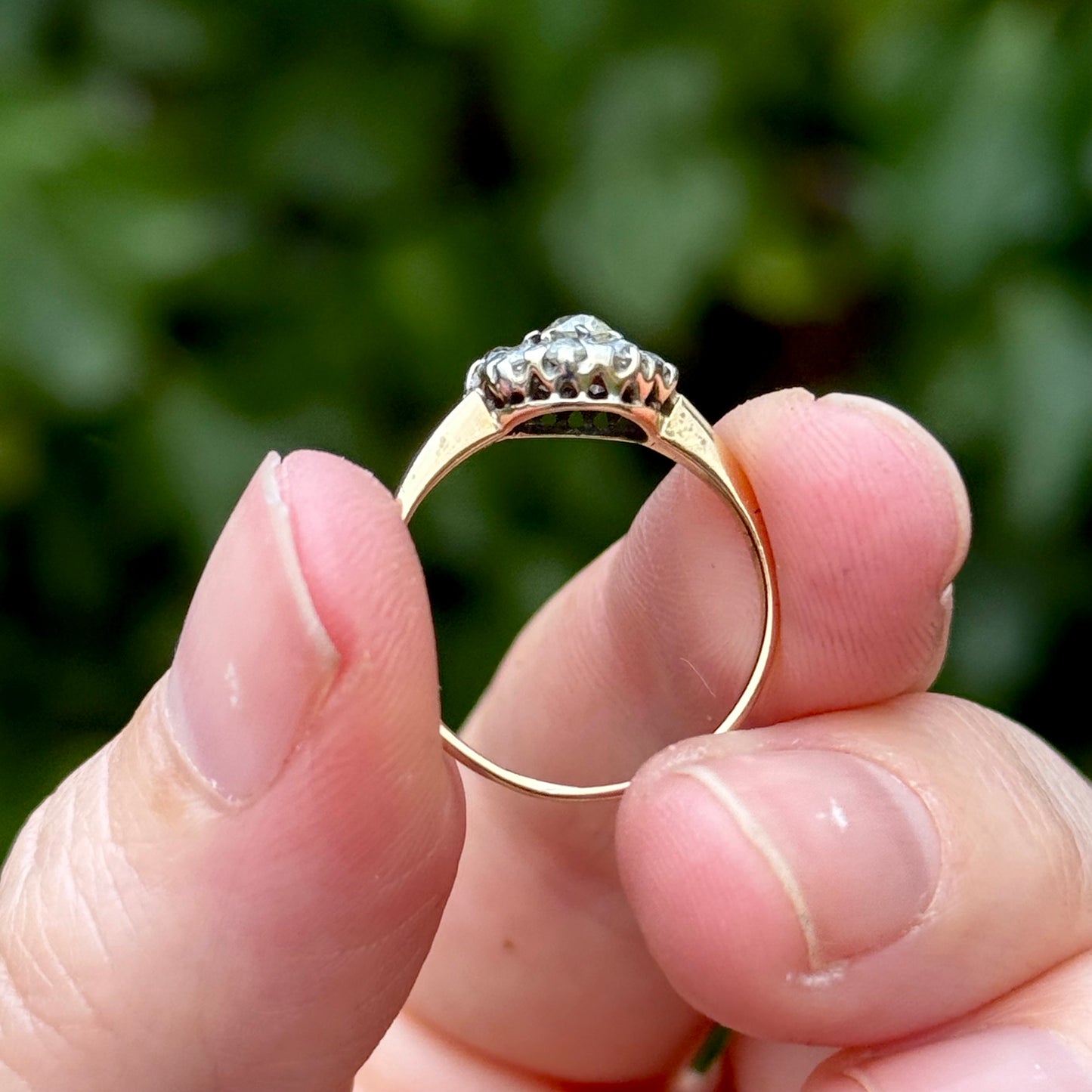 Antique Victorian Diamond Cluster Ring in 18 Carat Gold; Circa 1880