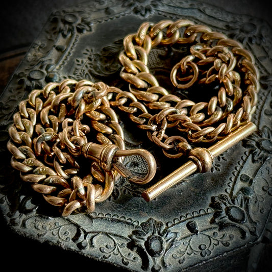 Miniature antique Albert Chain in 9 Carat Rose Gold; Circa 1895
