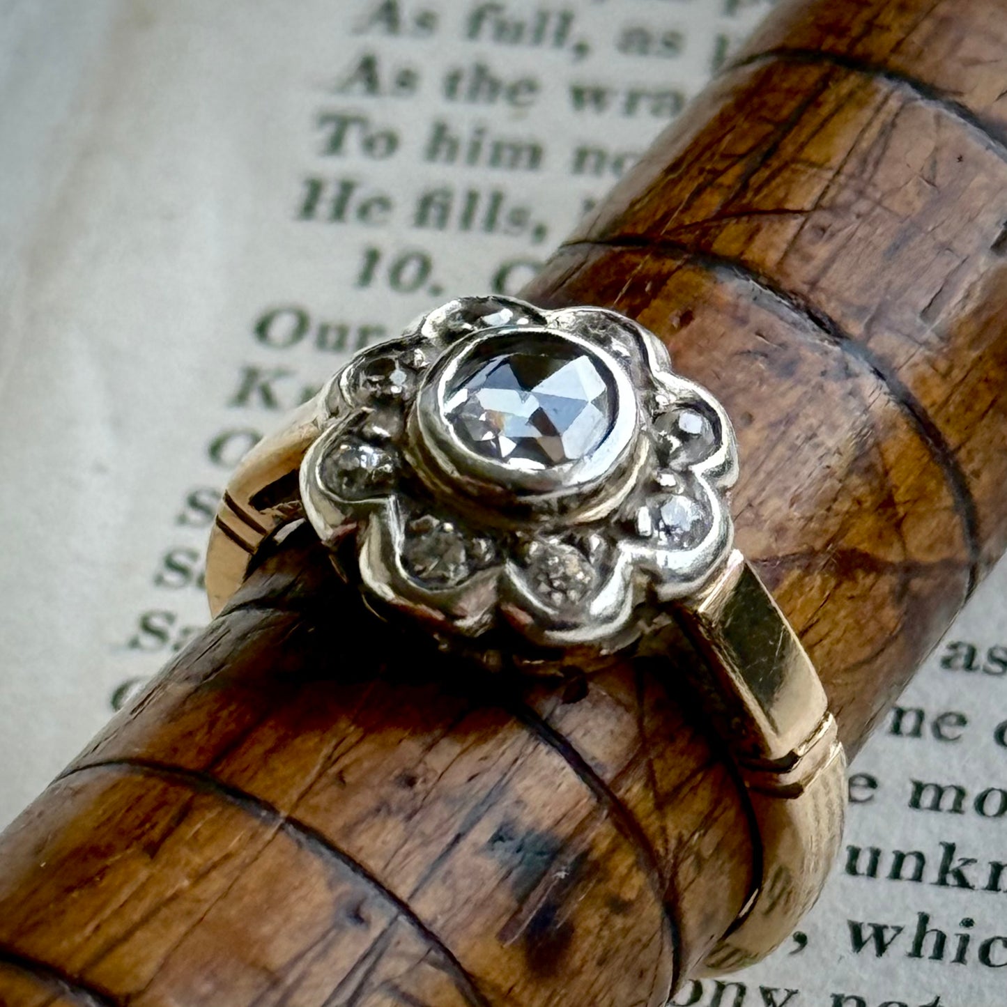Antique Rose Cut Diamond Cluster Ring in 9 Carat Gold