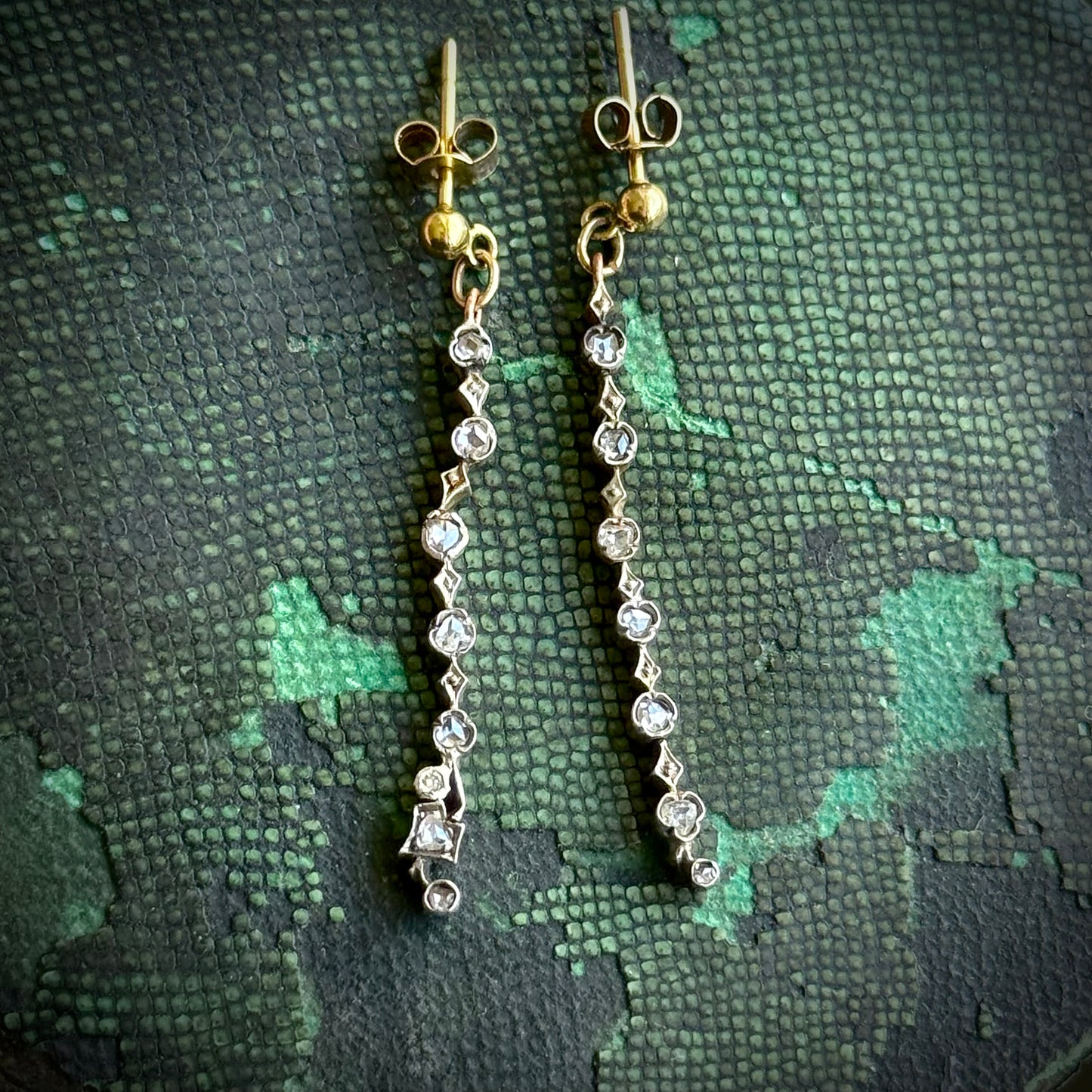 Antique Rose Cut Diamond Drop Earrings