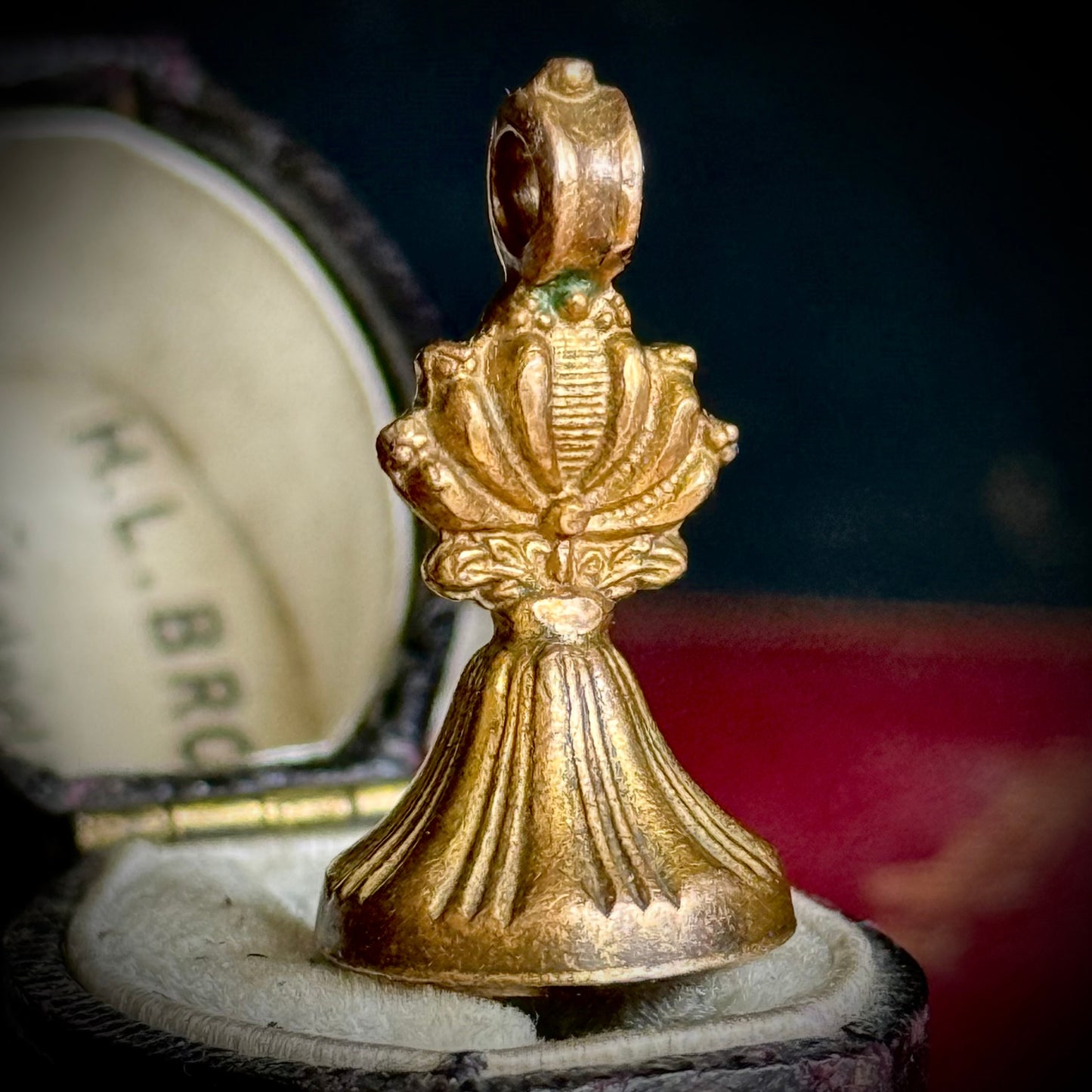 Antique Victorian Rose Motto Fob Pendant