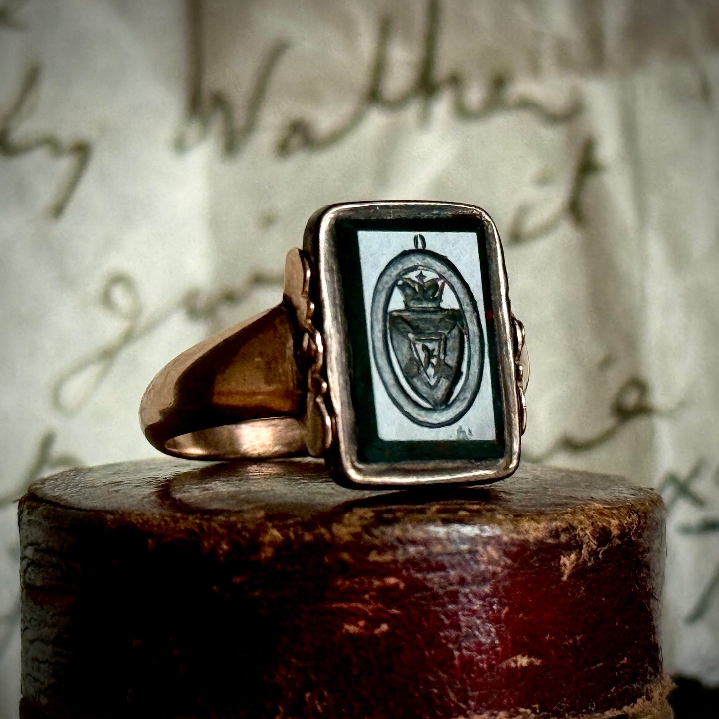 Rare Georgian Bloodstone Swivel Intaglio Ring; Heron-Maxwell Provenance
