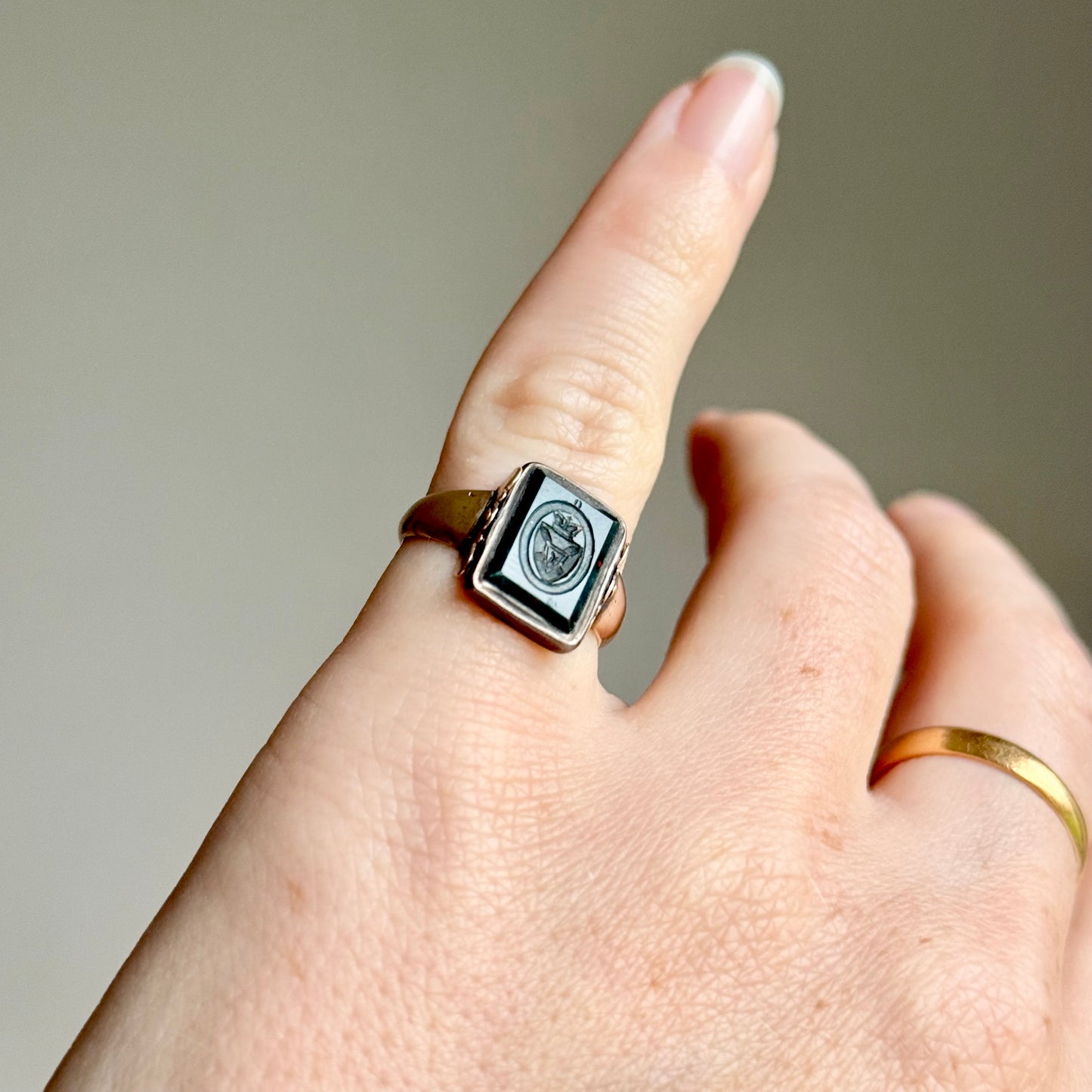 Rare Georgian Bloodstone Swivel Intaglio Ring; Heron-Maxwell Provenance