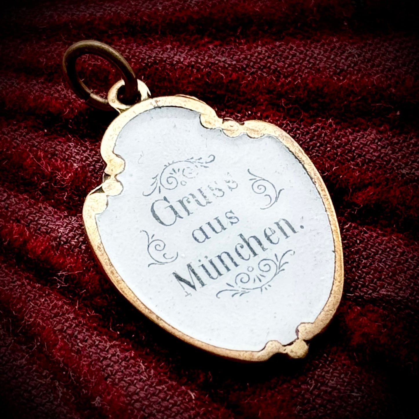 Antique Enamel “Gruss aus München” Souvenir Pendant