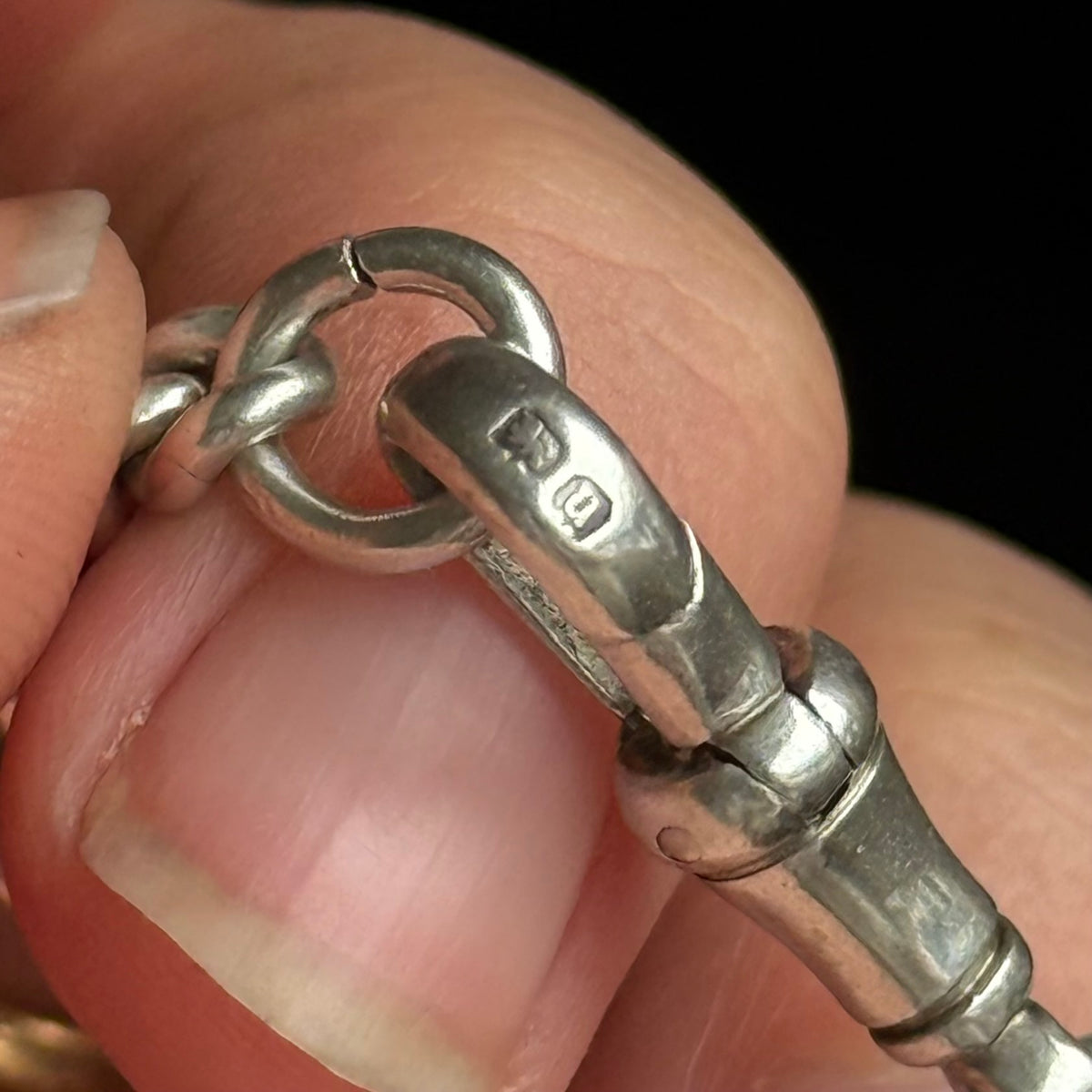 Antique Victorian Graduated Curb Bracelet in Silver; Circa 1919