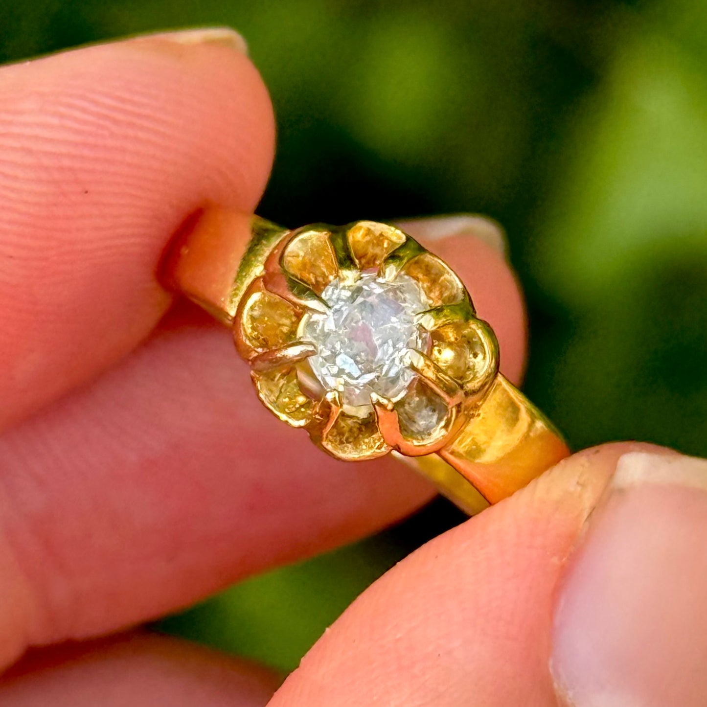 Antique Oval Old Cut Diamond Ring; Circa 1878
