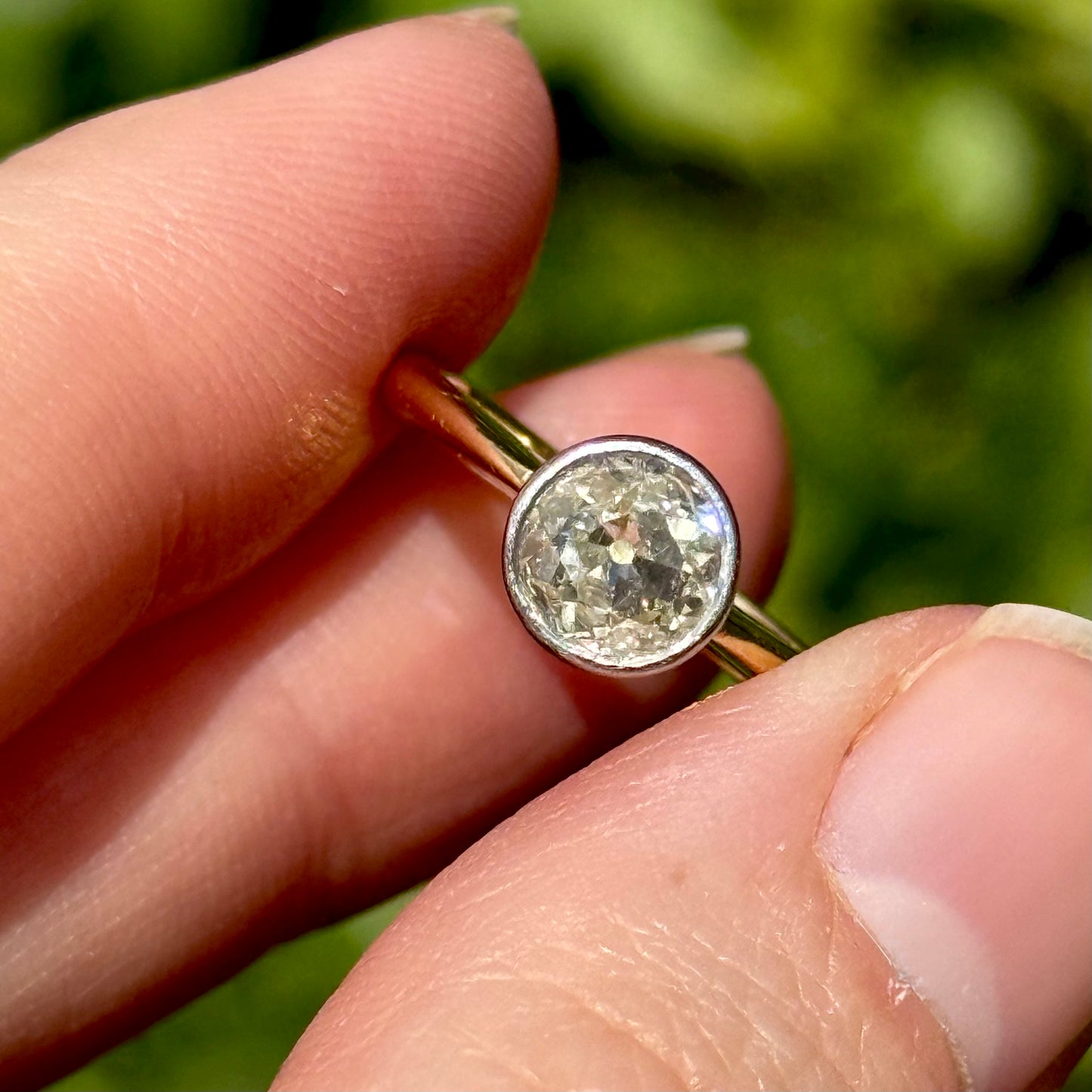 Old Cut Diamond Solitaire Ring in 18 Carat Gold