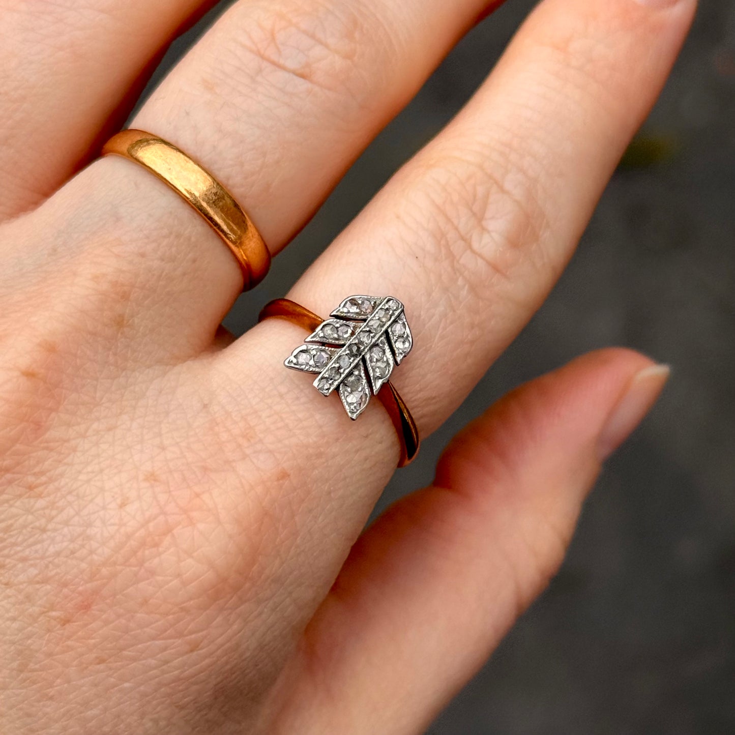 Antique Victorian Diamond Arrow Ring in 18 Carat Gold; Circa 1890