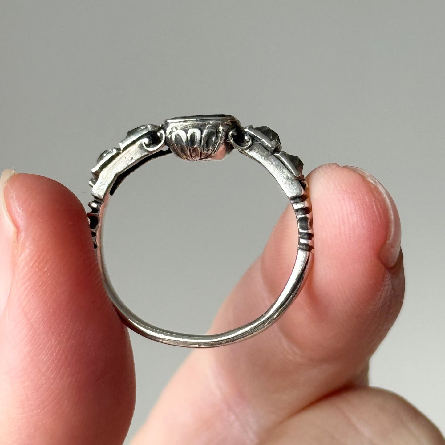 Antique Diamond & Garnet Ring; Circa 1840
