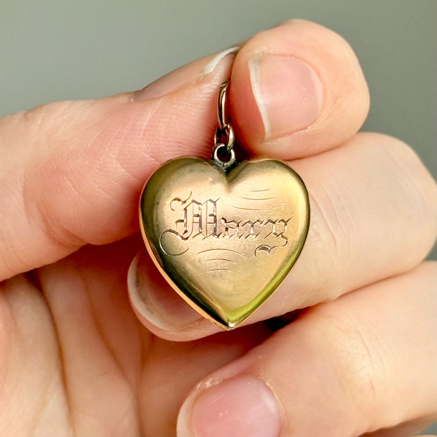 Antique 'Mary' 10 Carat Gold Heart Pendant; Circa 1880