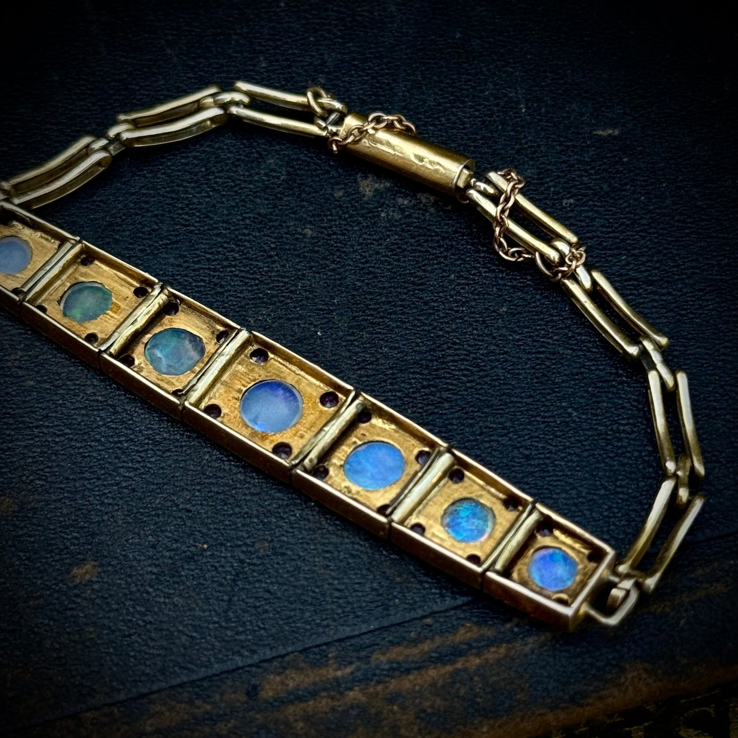 Vintage Opal & Ruby Bracelet in 5 Carat Gold