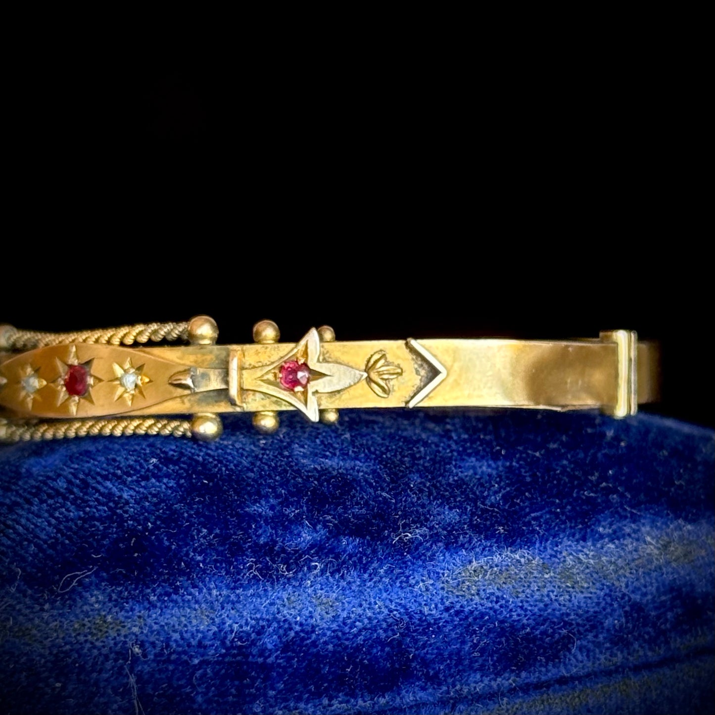 Antique Edwardian Ruby & Diamond Bangle; Circa  1902