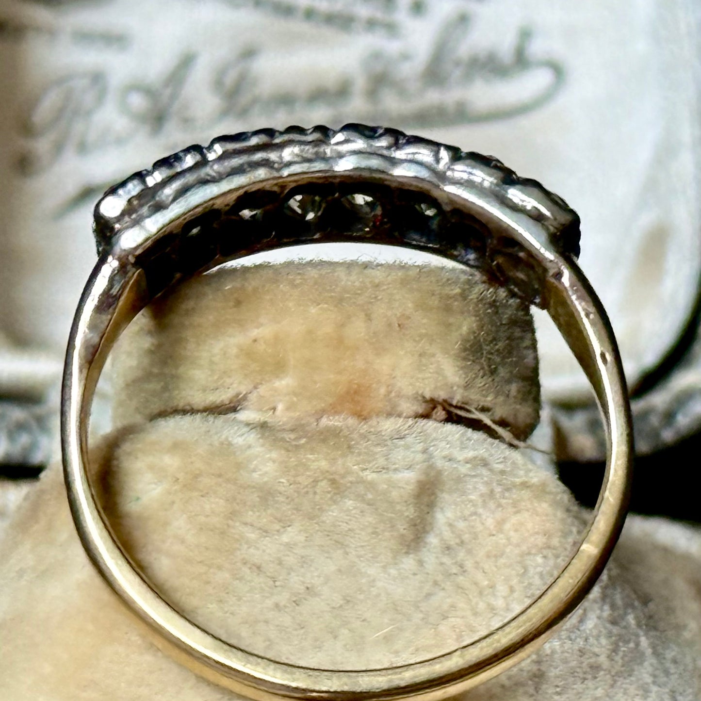 Antique Victorian Double Row Diamond Ring in 15 Carat Gold