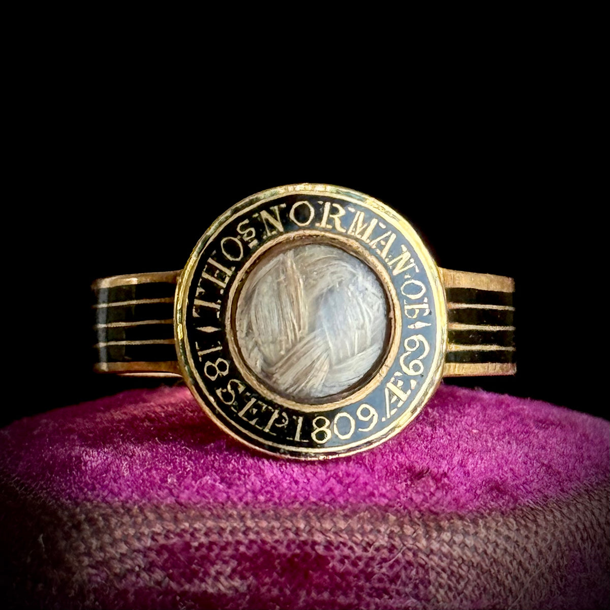 Antique Georgian Mourning Ring in 18 Carat Gold; circa 1809