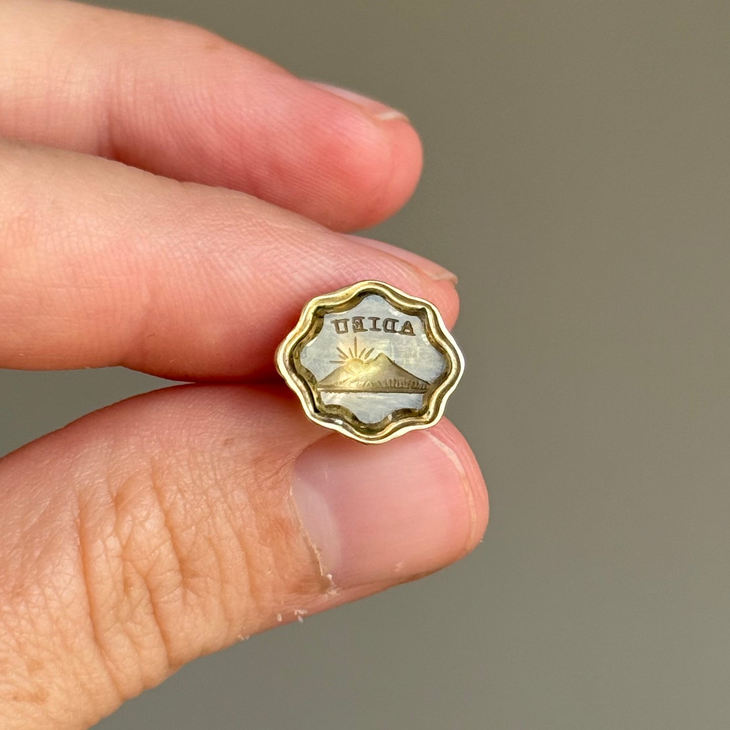 Victorian Intaglio 'Adieu' Citrine Fob in 9 Carat Gold; Circa 1890