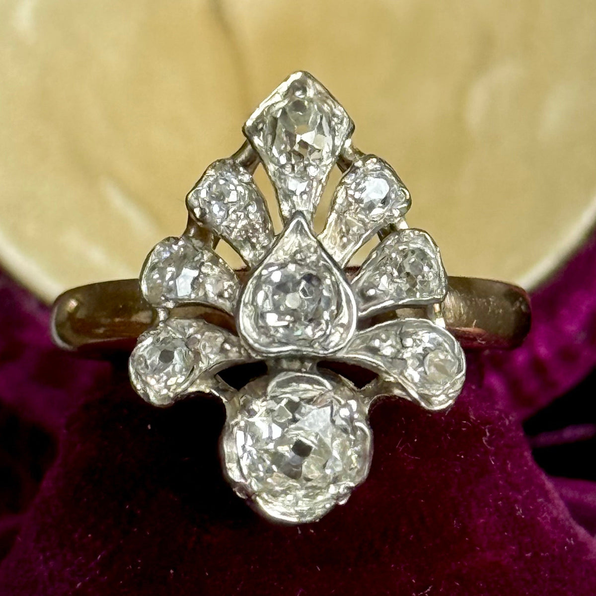 Antique Edwardian Diamond Cluster Ring in 9 Carat Gold; circa 1900