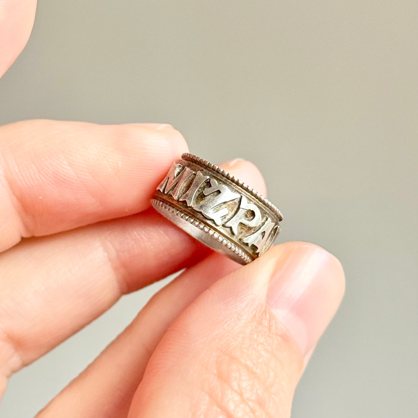 Victorian Sterling Silver 'Mizpah' Ring; Circa 1892