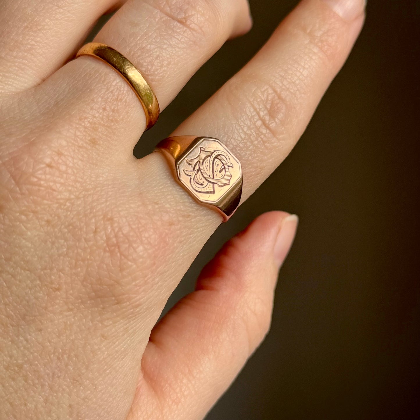 Antique Edwardian Monogram Signet Ring in 9 Carat Gold