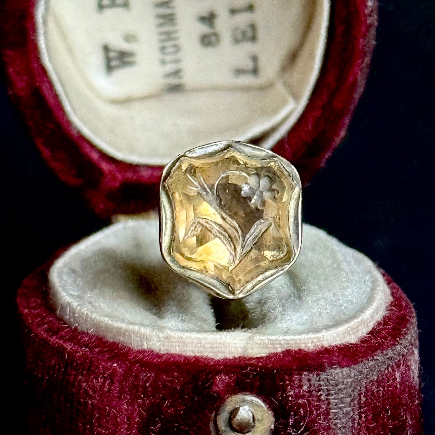 Antique Sentimental Citrine Intaglio Fob; Circa 1860