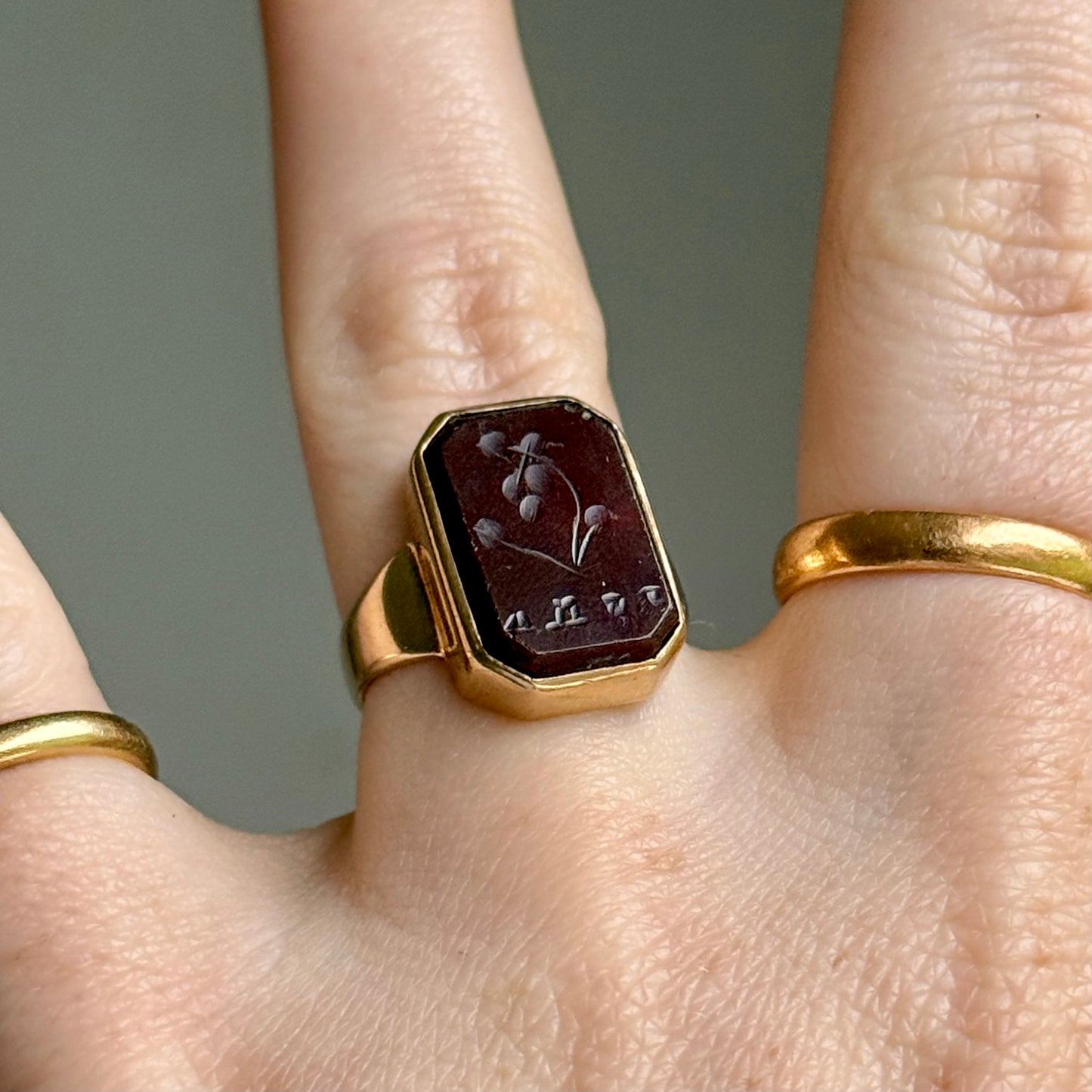Antique 'Amor' Carnelian Intaglio Ring in 9 Carat Gold