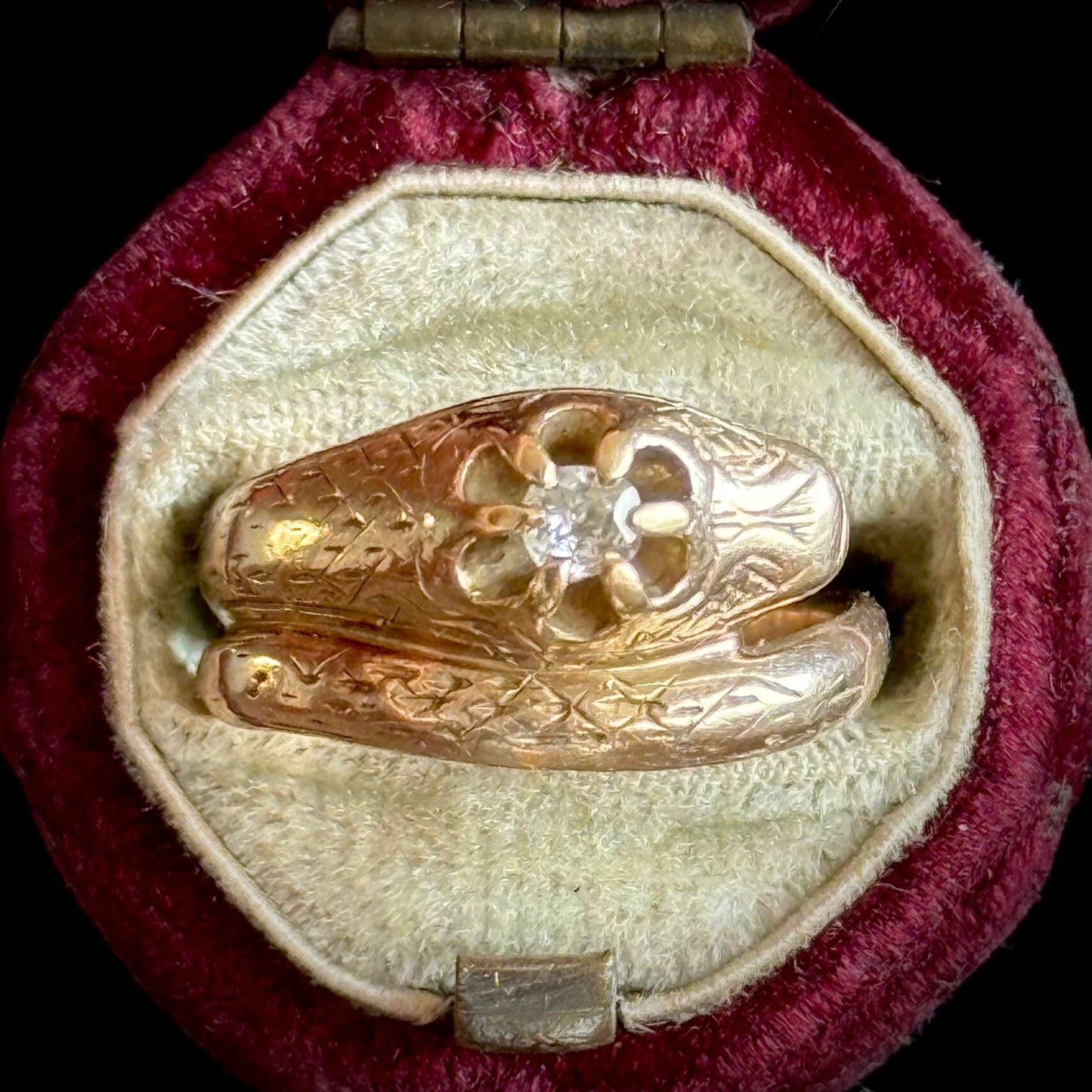 Antique Diamond Set Snake Ring; Circa 1900