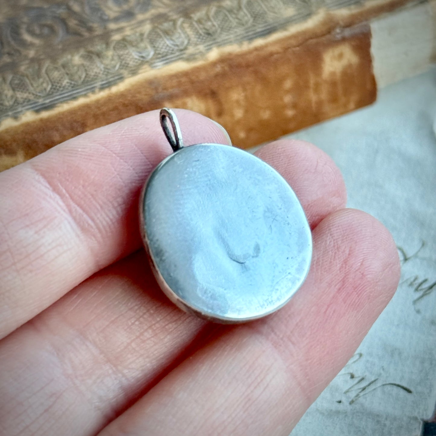 Victorian Operculum Pendant in Silver; Circa 1890