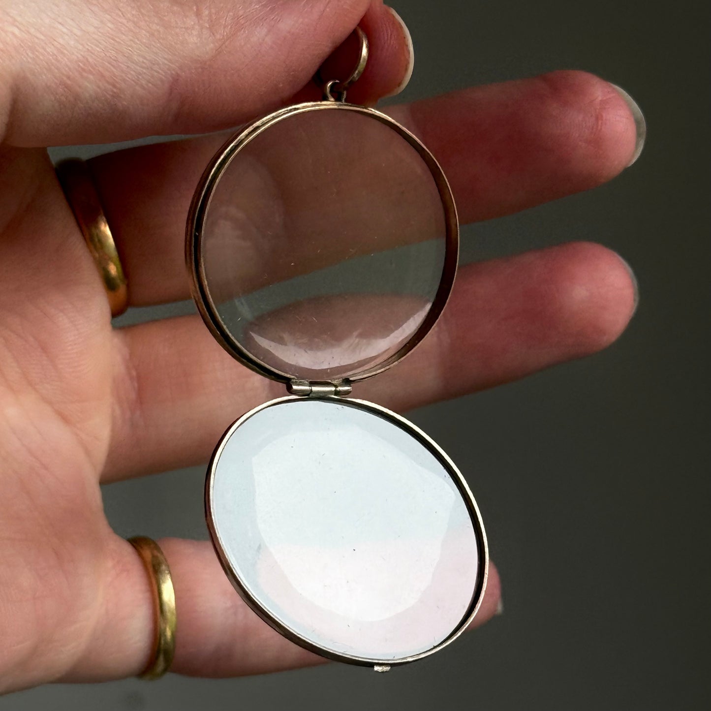 Georgian Gold Oval Glazed Locket Pendant; Circa 1830