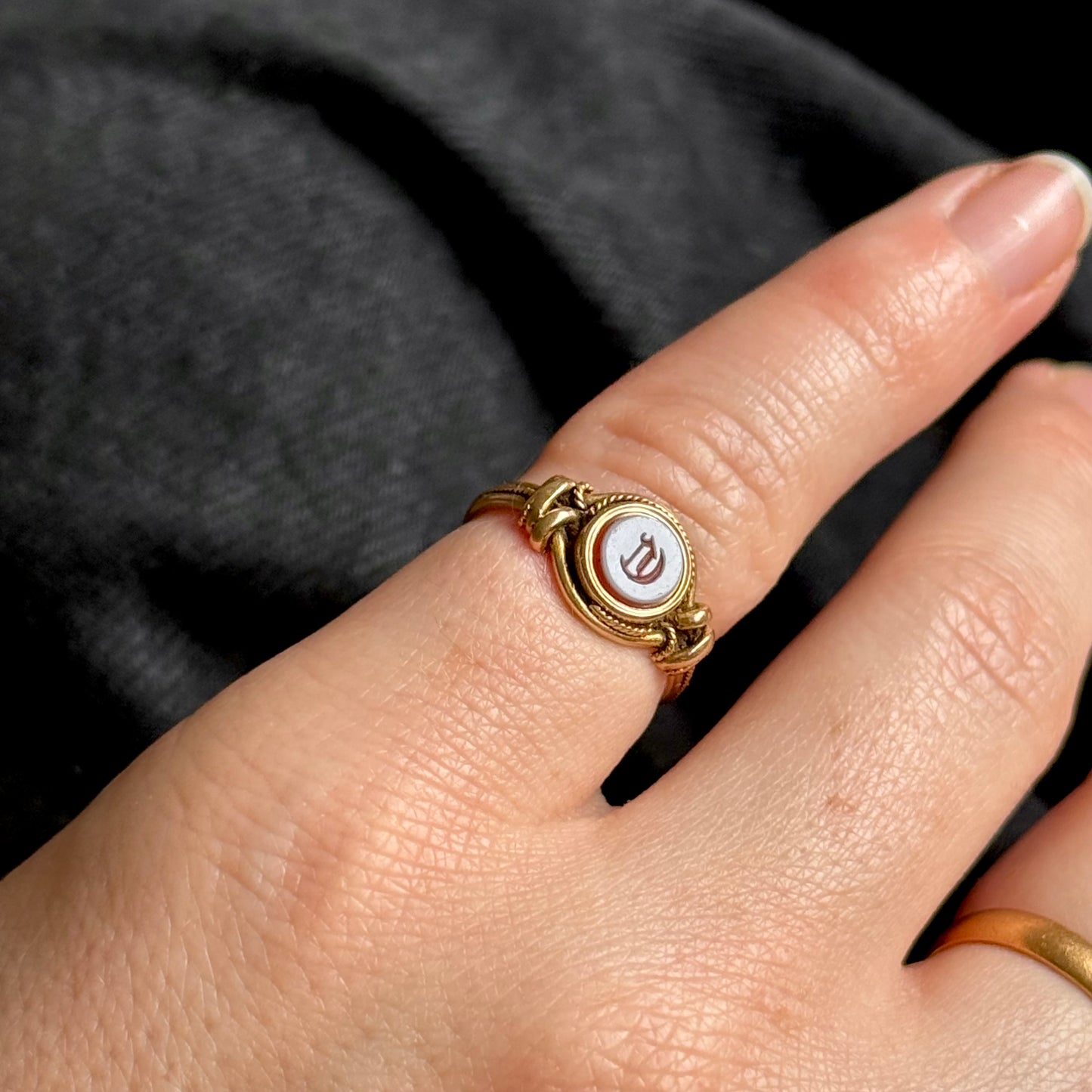 Antique Victorian 'C' Signet Ring in 9 Carat Gold; Circa 1880
