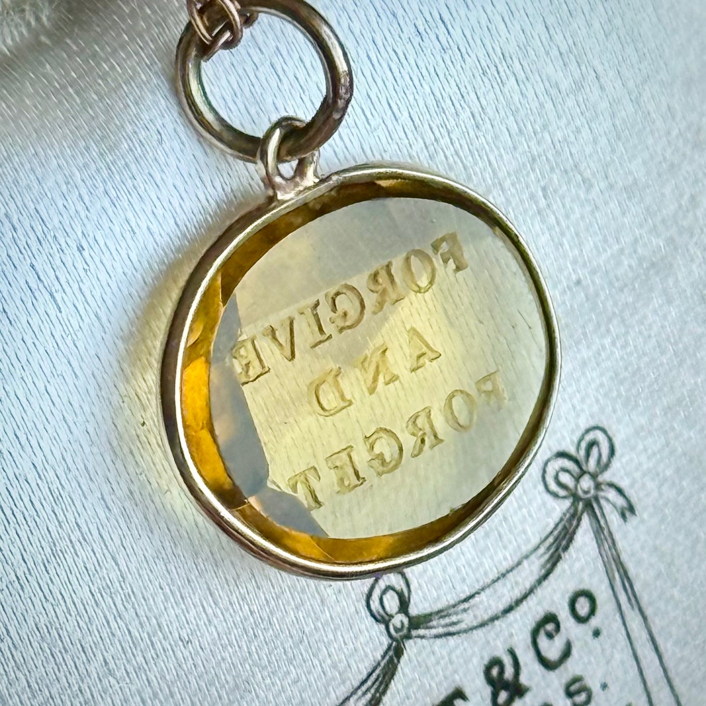 Antique Seal 'Forgive and Forget' Pendant in 9 Carat Gold