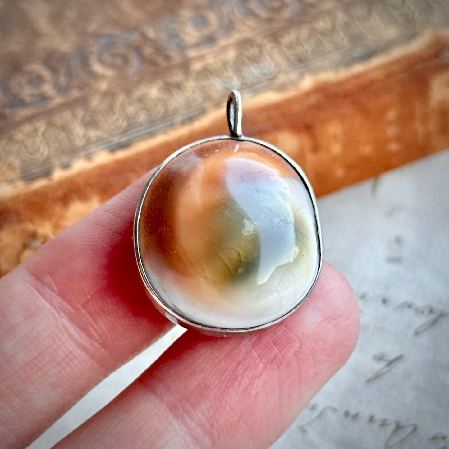 Victorian Operculum Pendant in Silver; Circa 1890