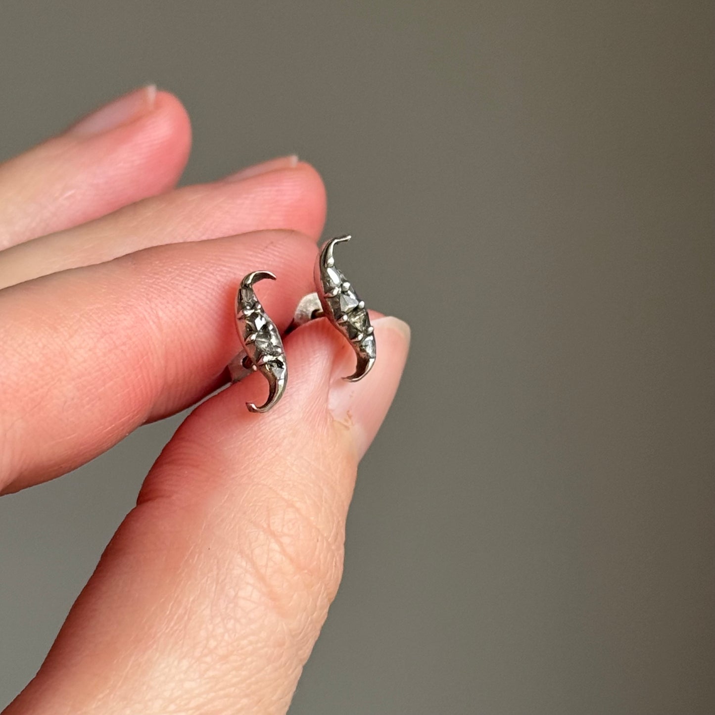 Antique Diamond Earrings in Silver